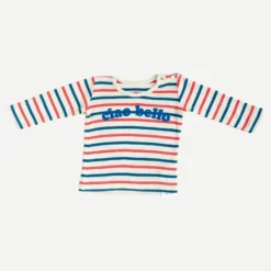 BONTON White, Blue & Red Tshirt - 6 months