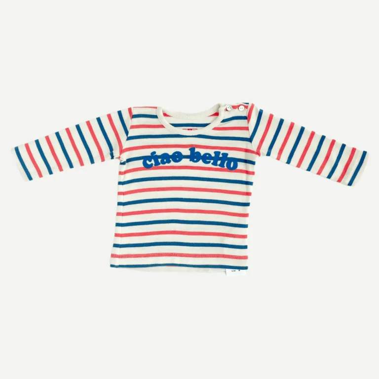 BONTON White, Blue & Red Tshirt - 6 months