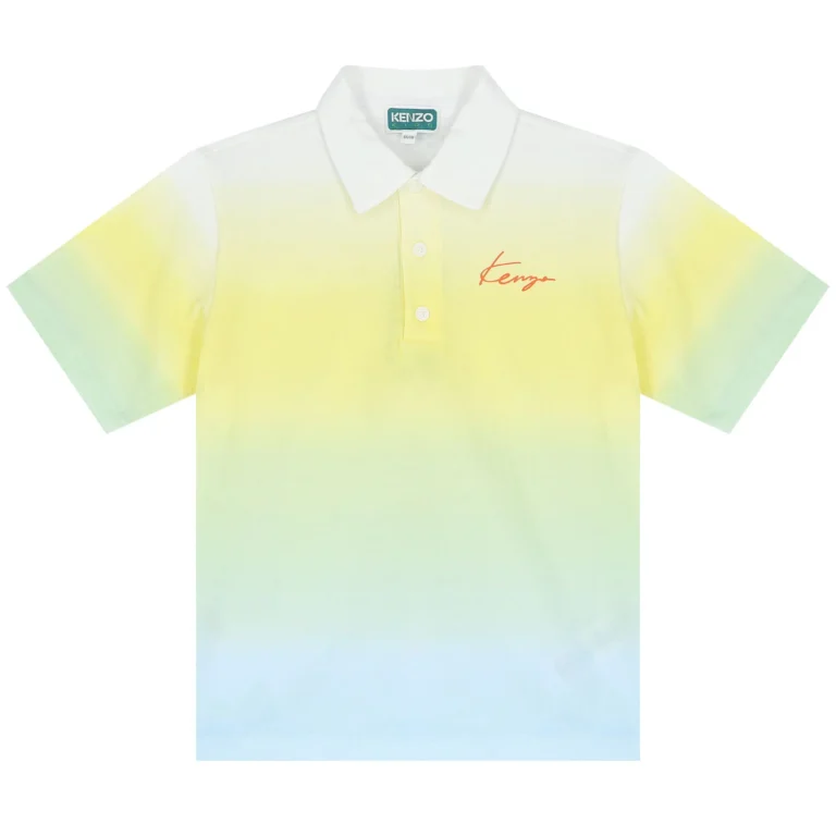 KENZO Yellow, Blue & White Polo - 8 years