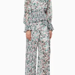 ELLIATT White, Green & Pink Blouse - L