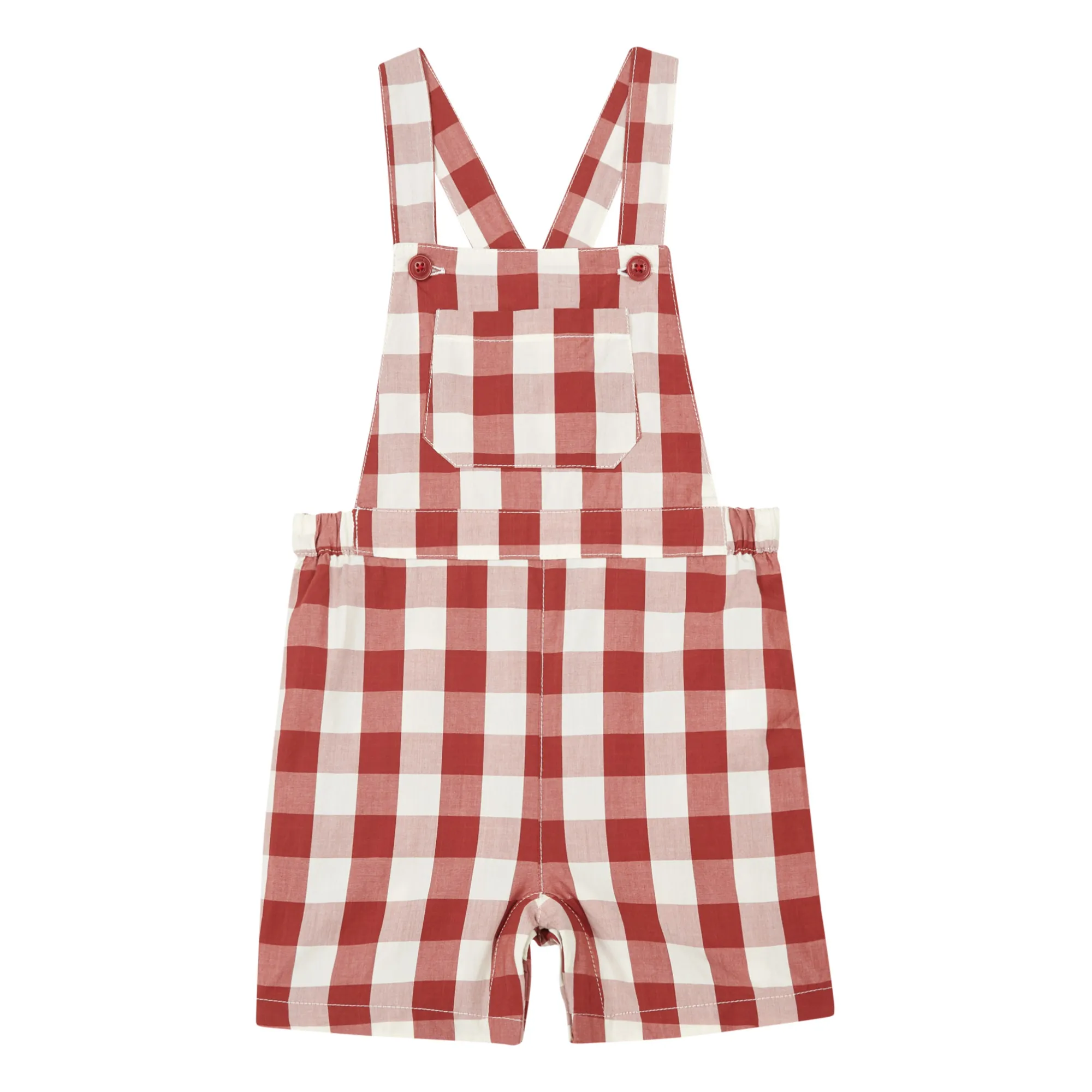 PETIT BATEAU Brick Red & Off-white Overall - 6 months