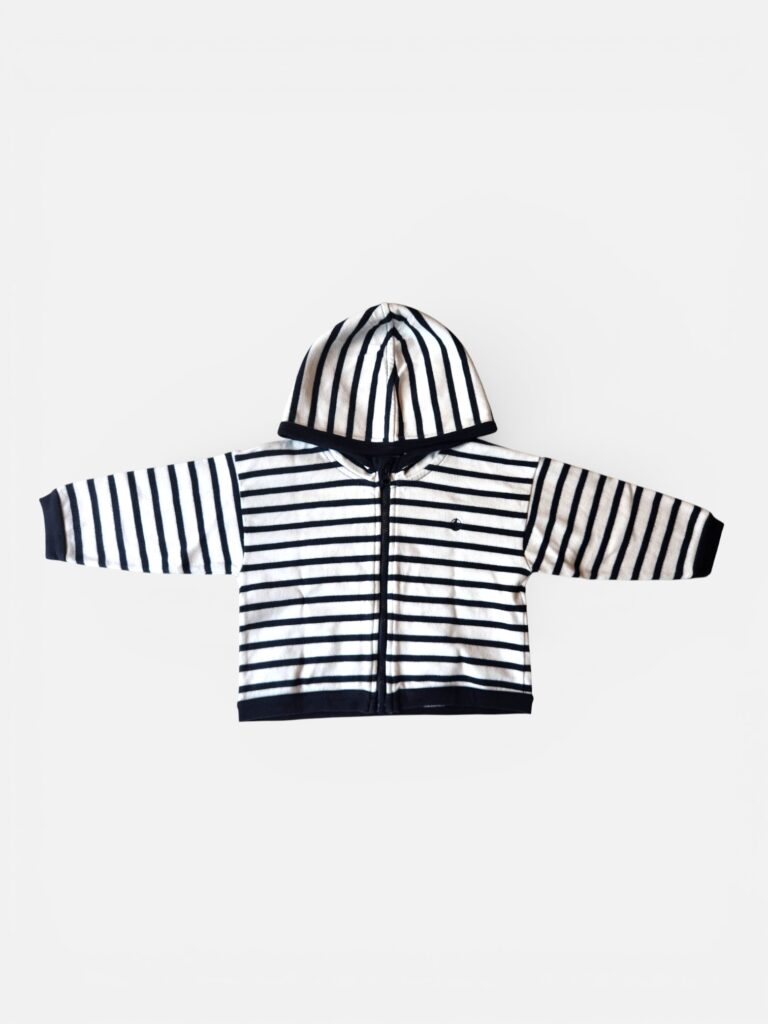 PETIT BATEAU Blue & White Hoodie - 18 months