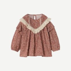 ZARA Burgandy & Beige Blouse - 18 months/2 years