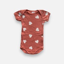 PETIT BATEAU Brick Red & Beige Bodysuit - 6 months