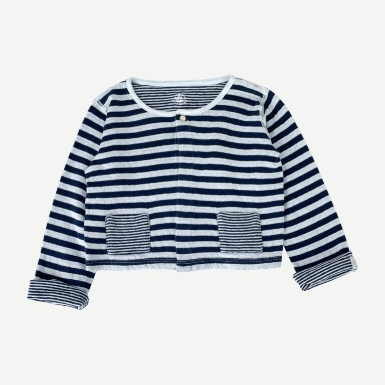PETIT BATEAU Blue & White Cardigan - 18 months