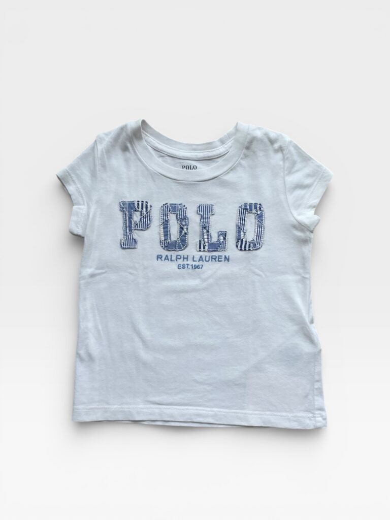 RALPH LAUREN White & Blue Tshirt - 3 years