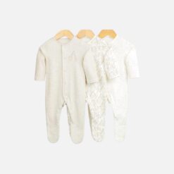 MOTHERCARE Beige & Brown Pyjamas & Pack Of 3 - 3 months/6 months