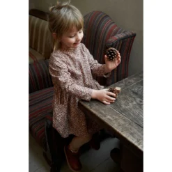 WHEAT Beige & Brown Dress - 3 years