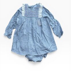 DONA CARMEN Blue & White Dress & Bloomer - 2 years
