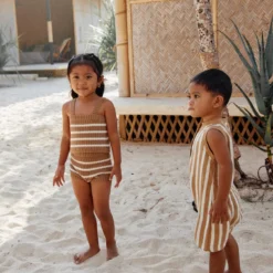 GROW Brown & Off-white Romper - 6 months/9 months/12 months