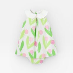 JACADI Green & Pink Dress & Bloomer - 2 years