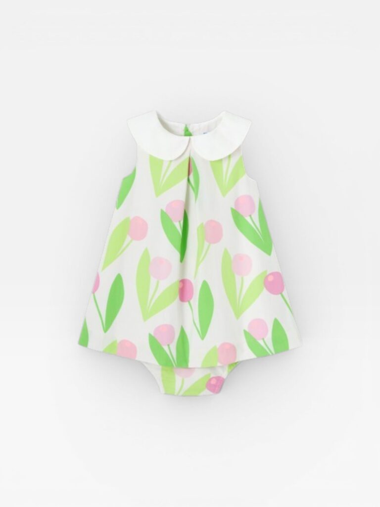 JACADI Green & Pink Dress & Bloomer - 2 years