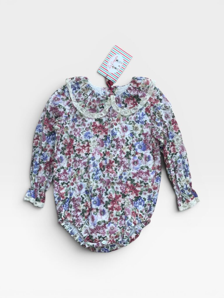 LA COQUETA Pink, Off-white & Purple Romper - 2 years