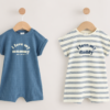 NEXT White & Blue Romper & Pack Of 2 - 3 months/6 months