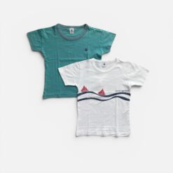 PETIT BATEAU White & Blue Tshirt & Pack Of 2 - 6 years