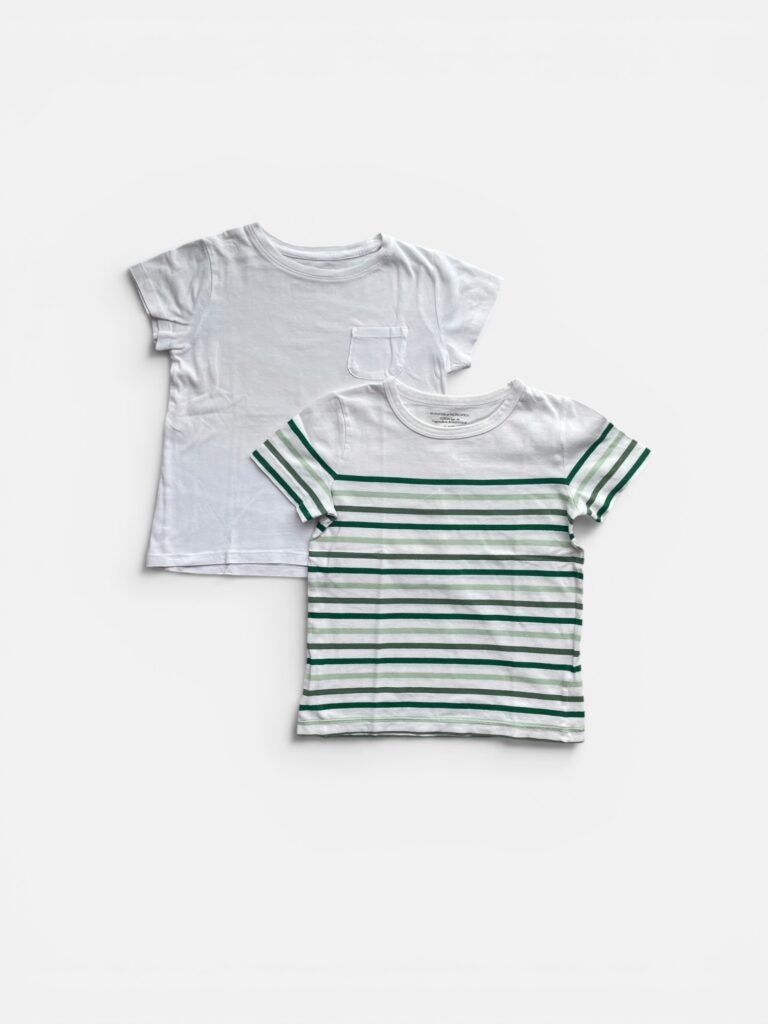 MONOPRIX KIDS White & Green Tshirt & Pack Of 2 - 6 years