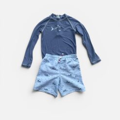 THE LITTLE WHITE COMPANY Blue Uv Top & Swim Trunks - 3 years/4 years