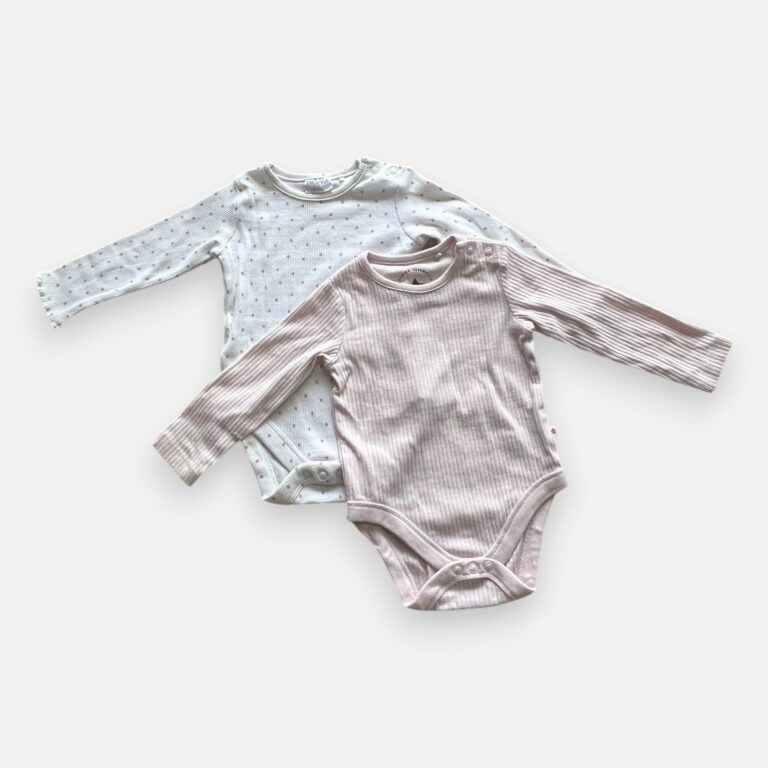 FRED & FLO Pink & White Bodysuit & Pack Of 2 - 3 months/6 months
