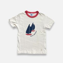 PETIT BATEAU Beige & Red Tshirt - 6 years