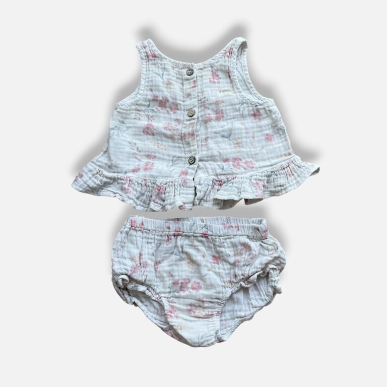 PUREBABY Off-white & Pink Set - 12 months/18 months