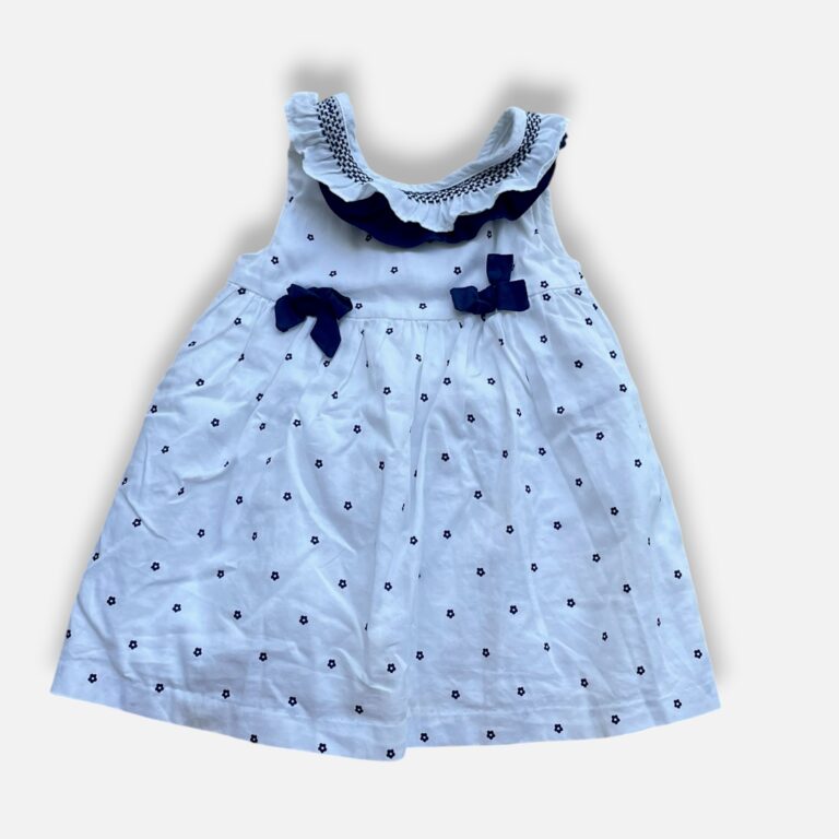 MAYORAL White & Navy Dress - 4 months/6 months