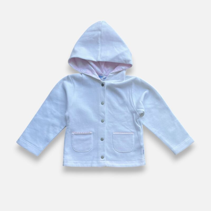 JACADI White & Pink Hoodie - 18 months