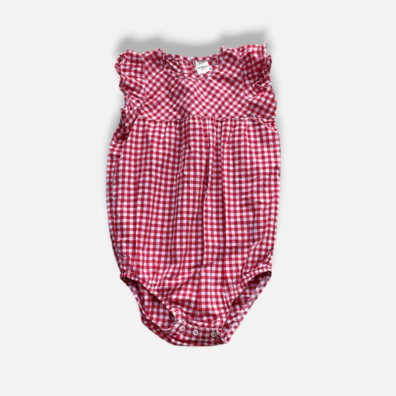 OSHKOSH Red & White Romper - 2 years