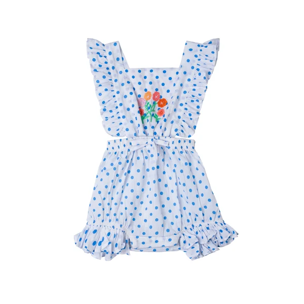 KIDSAGOGO Blue & Off-white Romper - 12 months