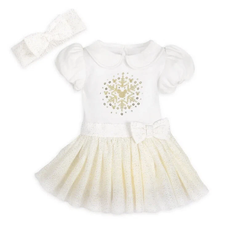 DISNEY White Dress & Headband - 12 months/18 months