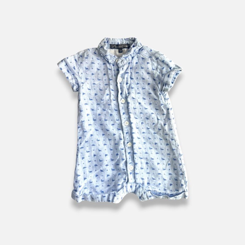 PICCOLO FIORE Blue Romper - 3 months