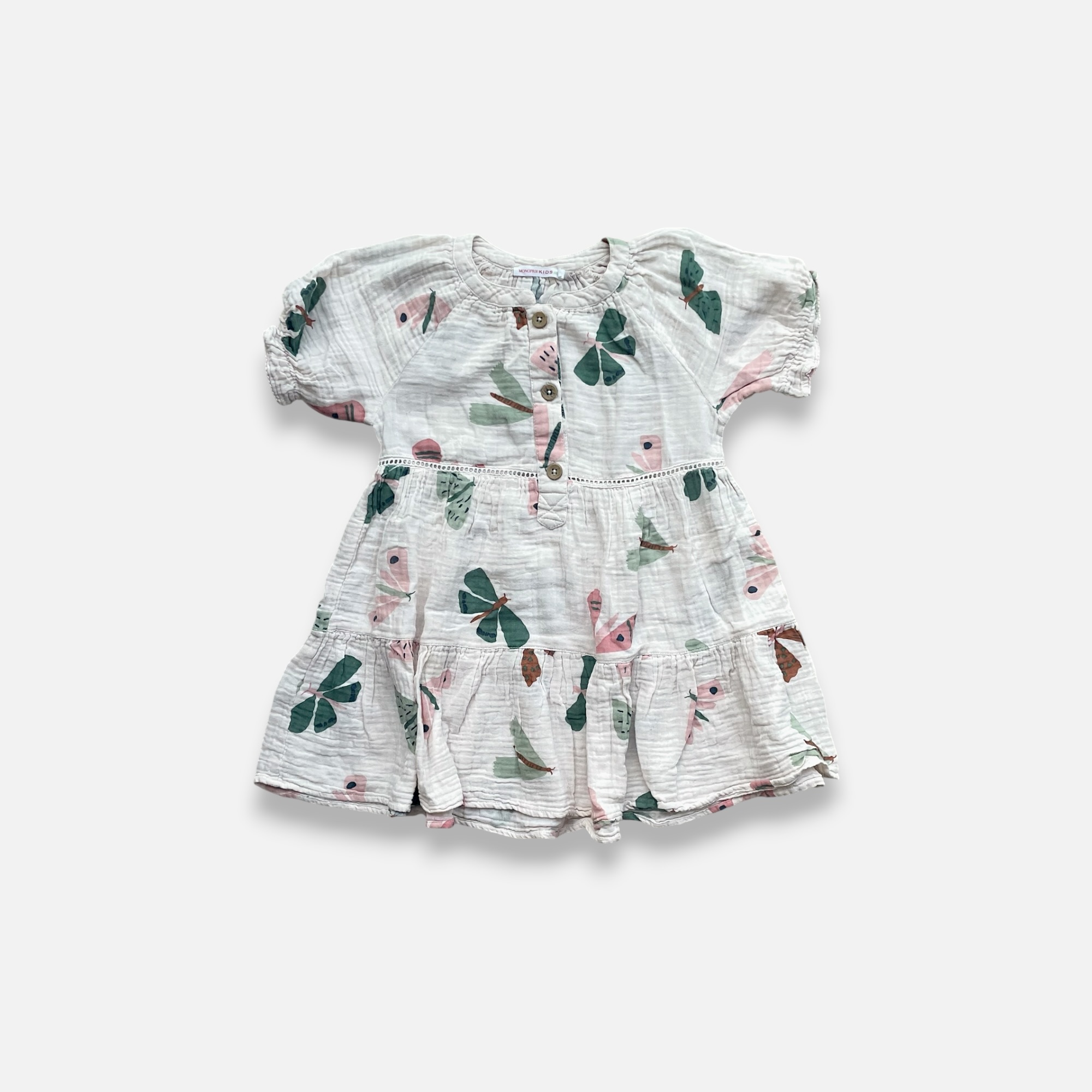 MONOPRIX KIDS Off-white & Green Dress - 3 years