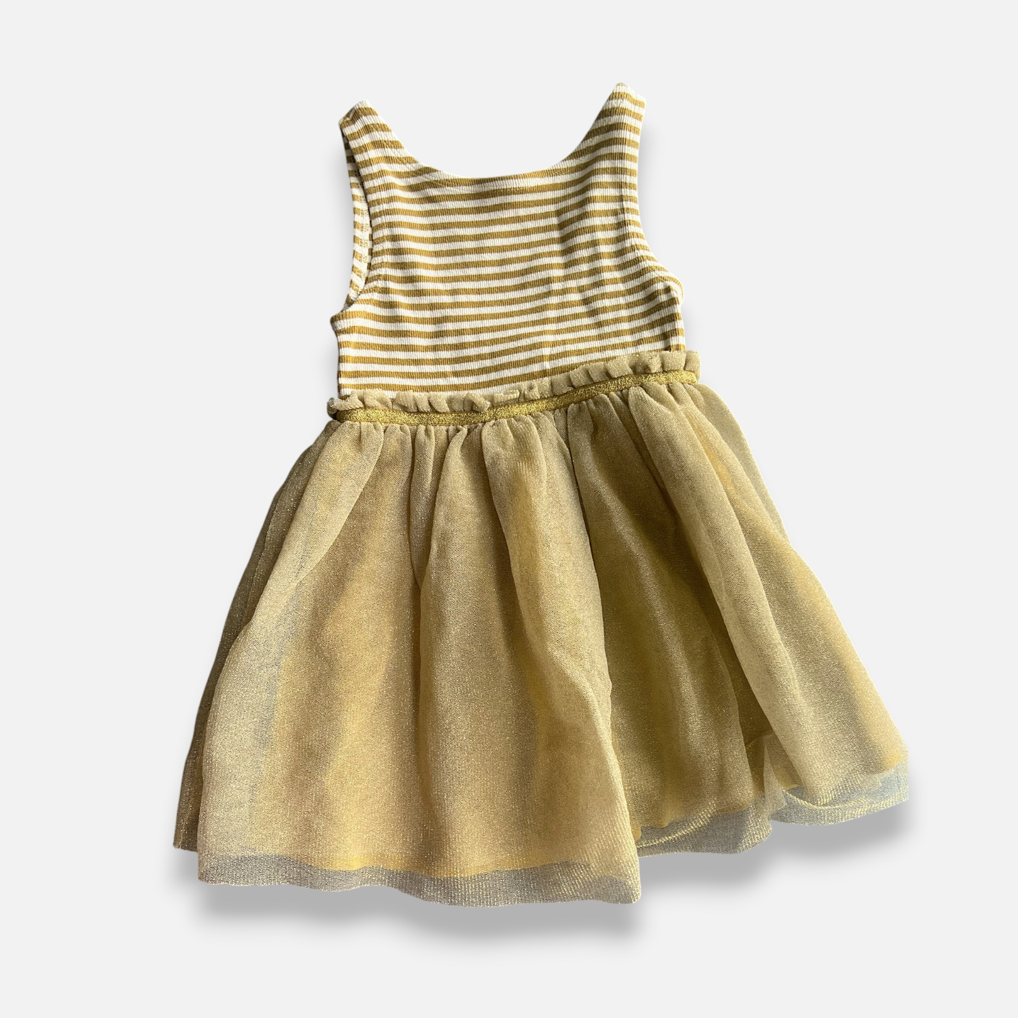 MINI BODEN Gold & White Dress - 2 years/3 years