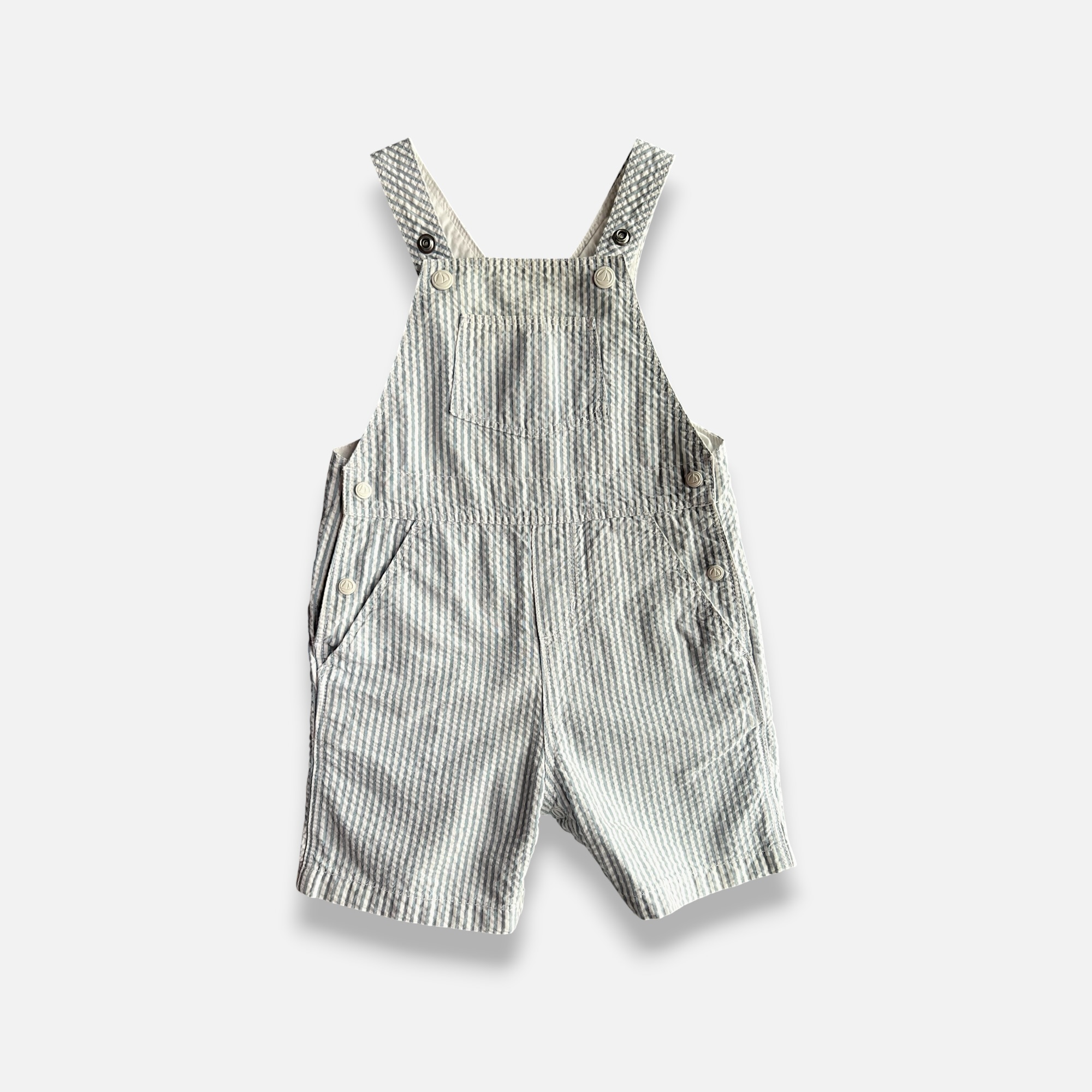 PETIT BATEAU Blue & White Overall - 12 months
