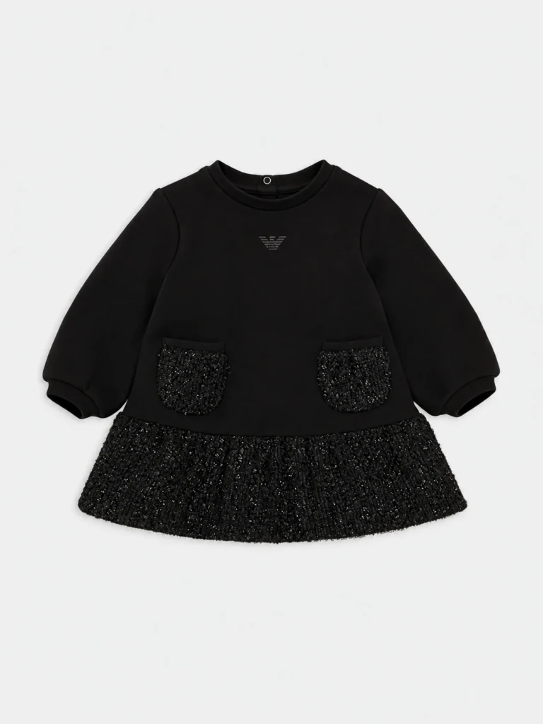 Emporio Armani black dress, size 12 months, front view