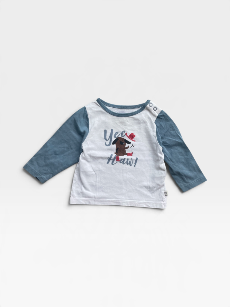 CADET ROUSSELLE White & Blue Tshirt - 6 months