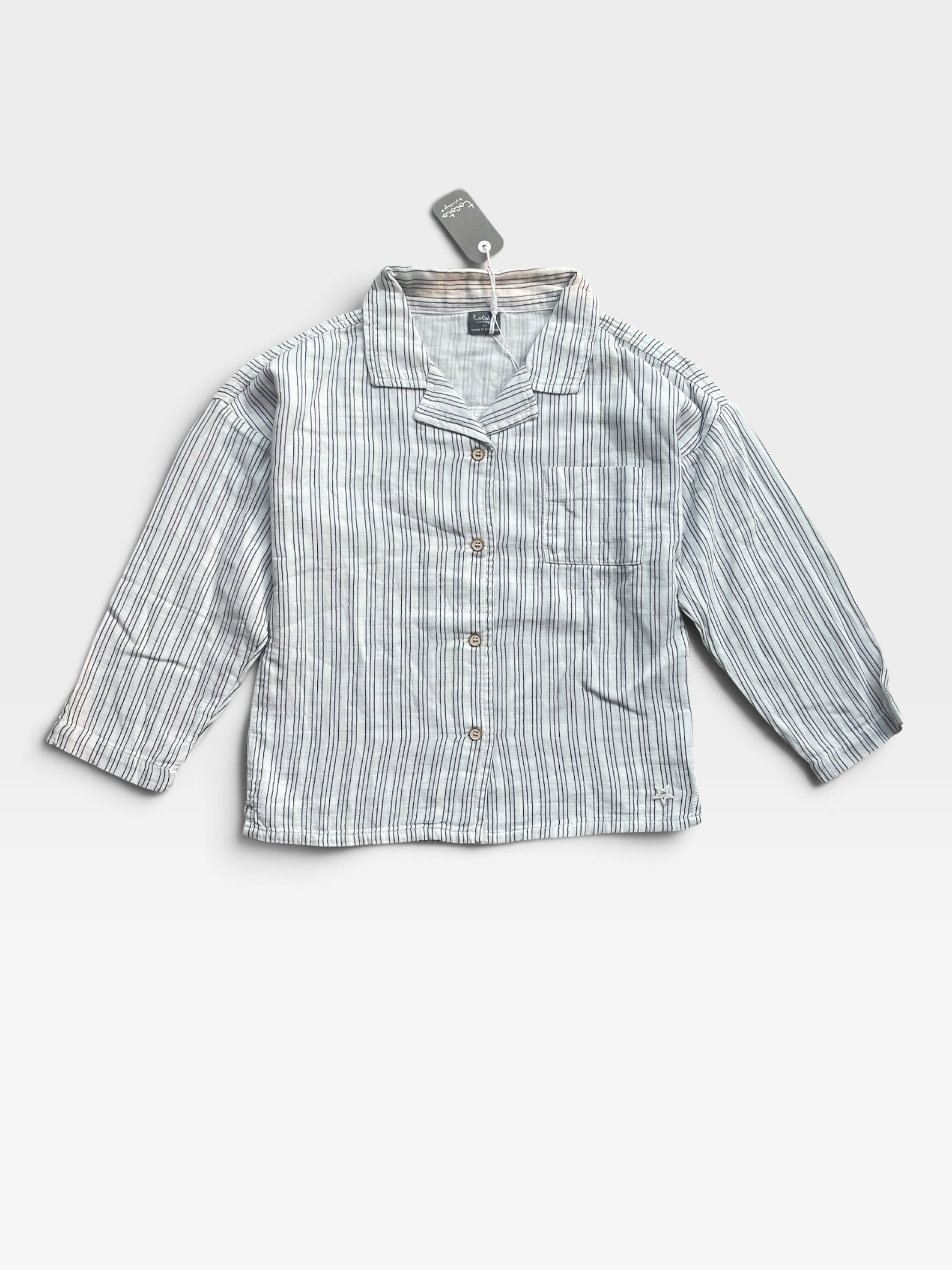 TOCOTO VINTAGE White & Grey Shirt - 6 years