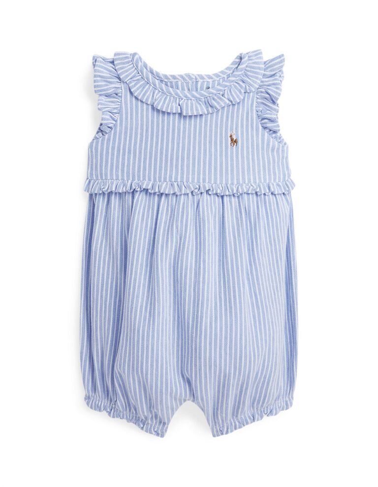 RALPH LAUREN Blue & White Romper - 0 month