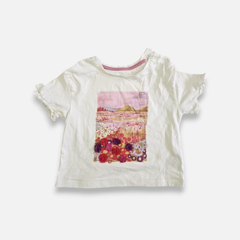 MOTHERCARE White & Pink Tshirt - 12 months/18 months