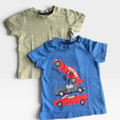 MOTHERCARE Blue & Green Tshirt & Pack Of 2 - 9 months/12 months