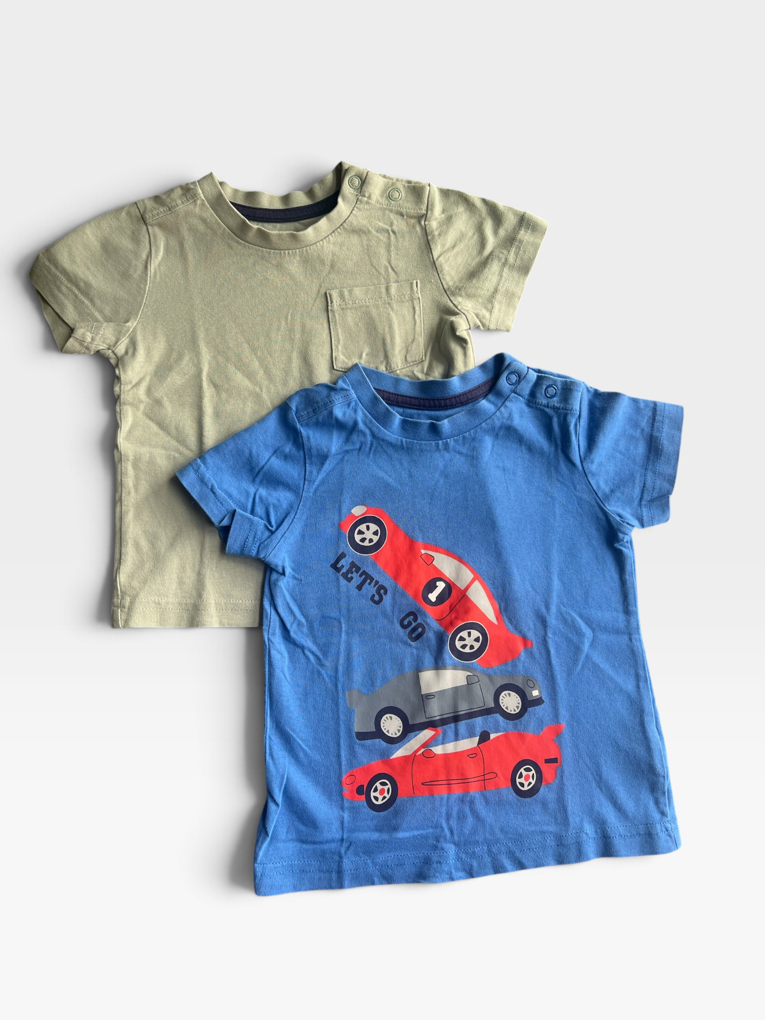 MOTHERCARE Blue & Green Tshirt & Pack Of 2 - 9 months/12 months