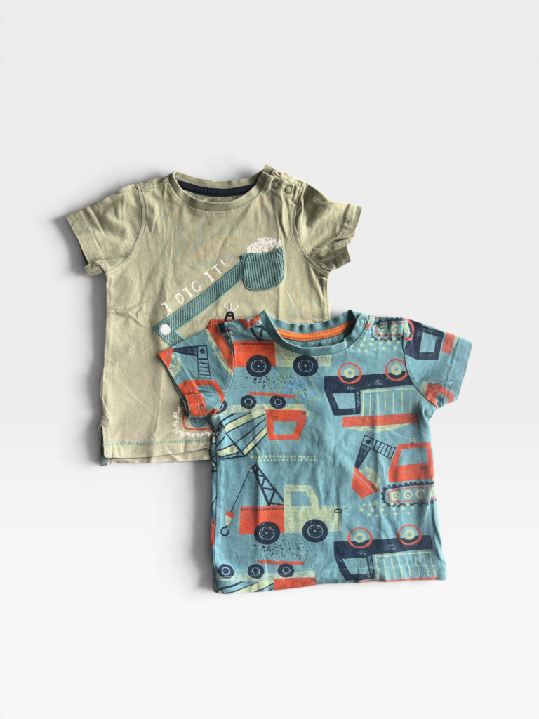MOTHERCARE Blue & Green Tshirt & Pack Of 2 - 9 months/12 months