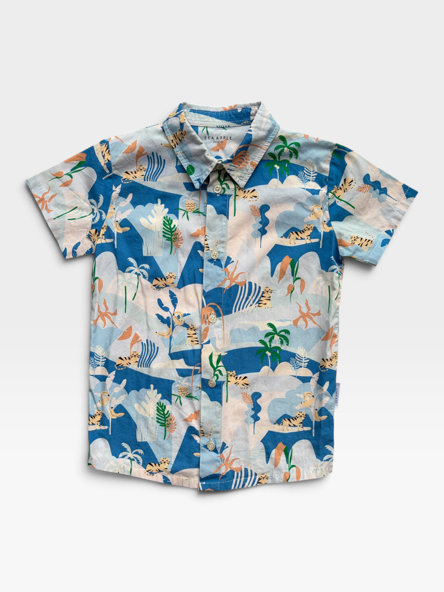 SEA APPLE Blue & Orange Shirt - 4 years