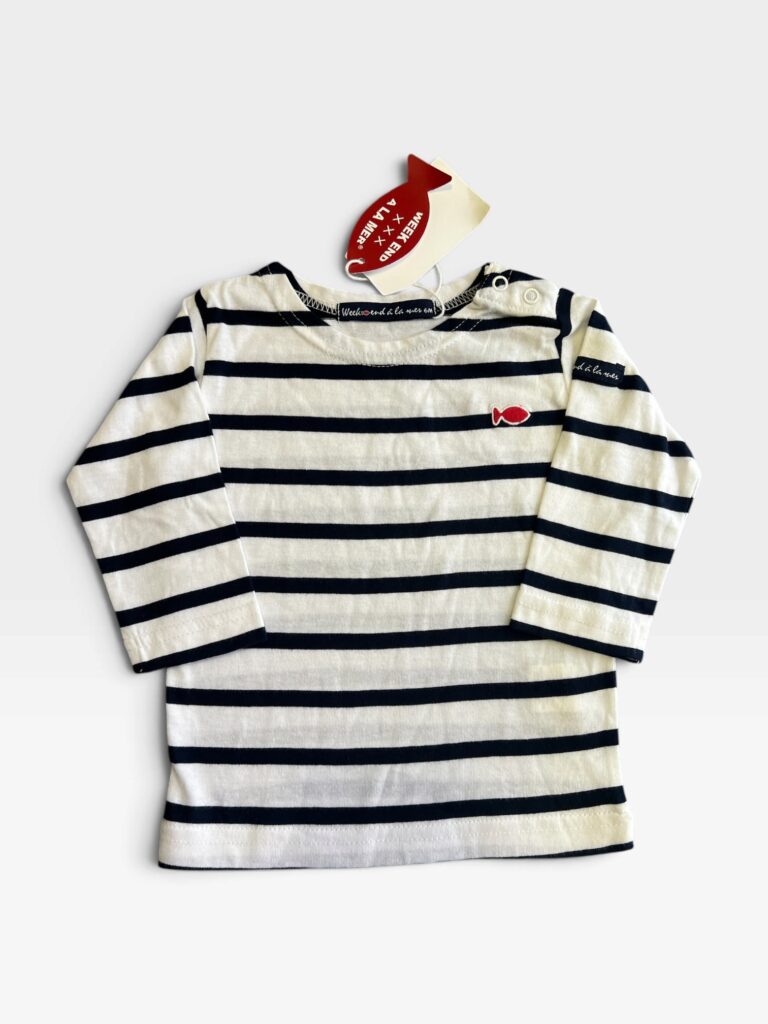 WEEKEND A LA MER White & Black Tshirt - 6 months
