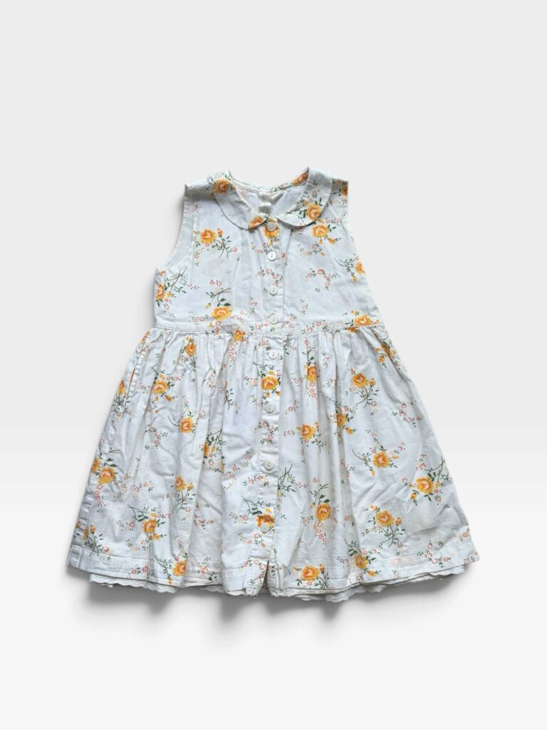 LITTLE COTTON CLOTHES White & Yellow Dress - 5 years/6 years